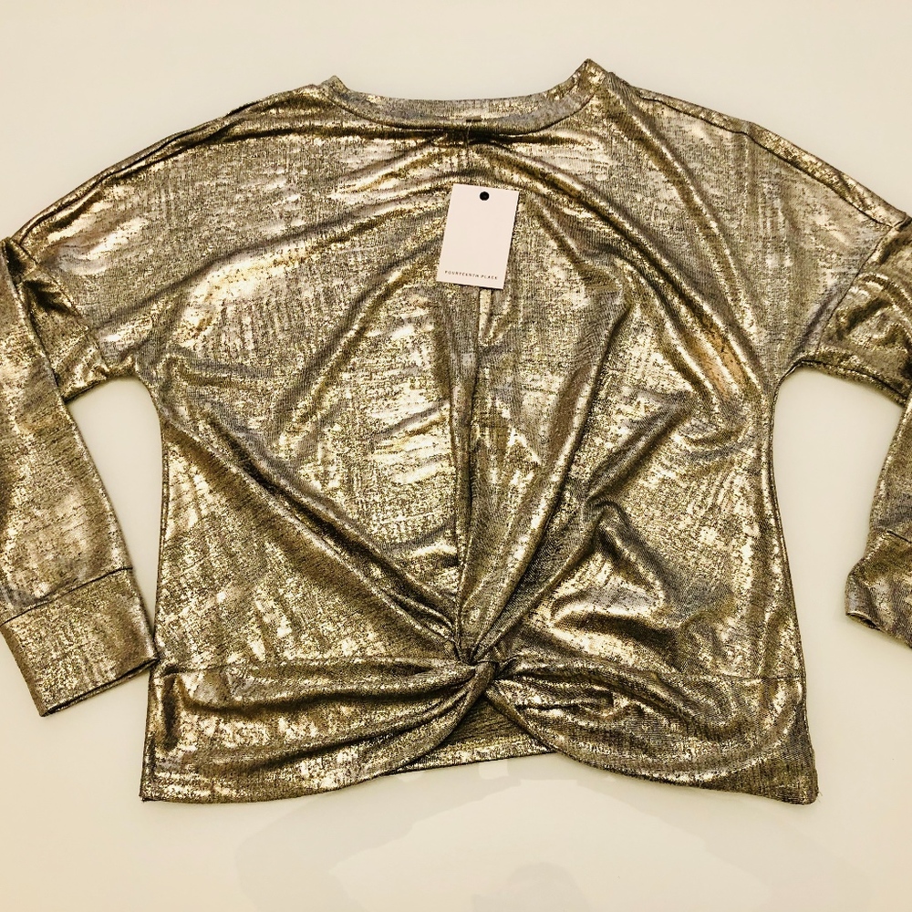 NWT Fourteenth Place Metallic Top